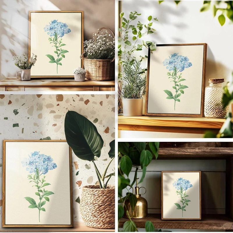 Vintage Botanische Leinwandbilder 30x40 cm mit Holzrahmen