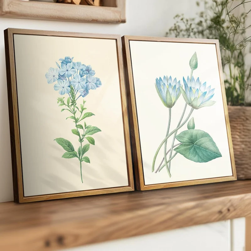 Vintage Botanische Leinwandbilder 30x40 cm mit Holzrahmen
