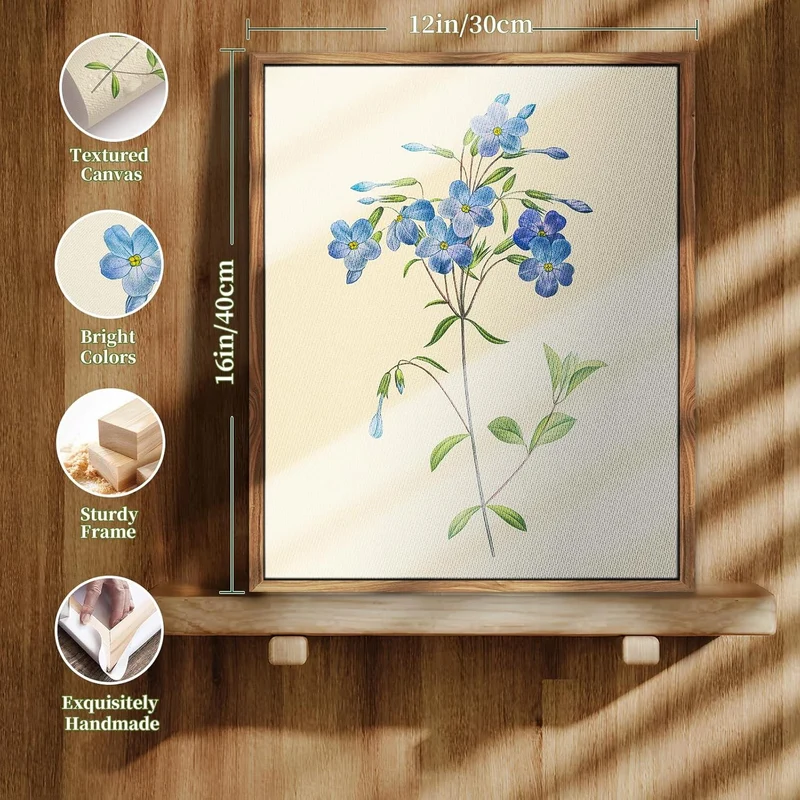 Vintage Botanische Leinwandbilder mit Holzrahmen, 30x40 cm
