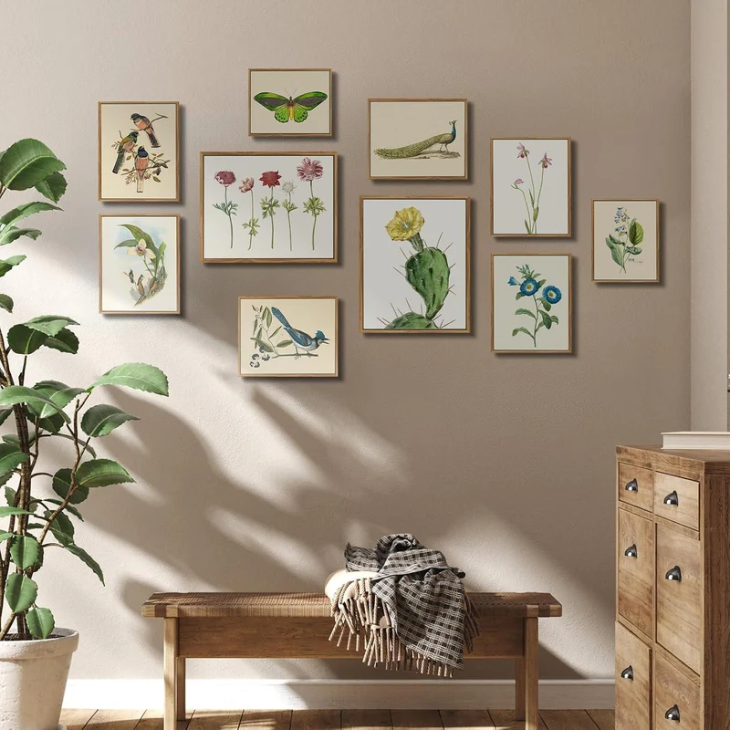 Vintage Botanische Leinwandbilder mit Rahmen, 30x40