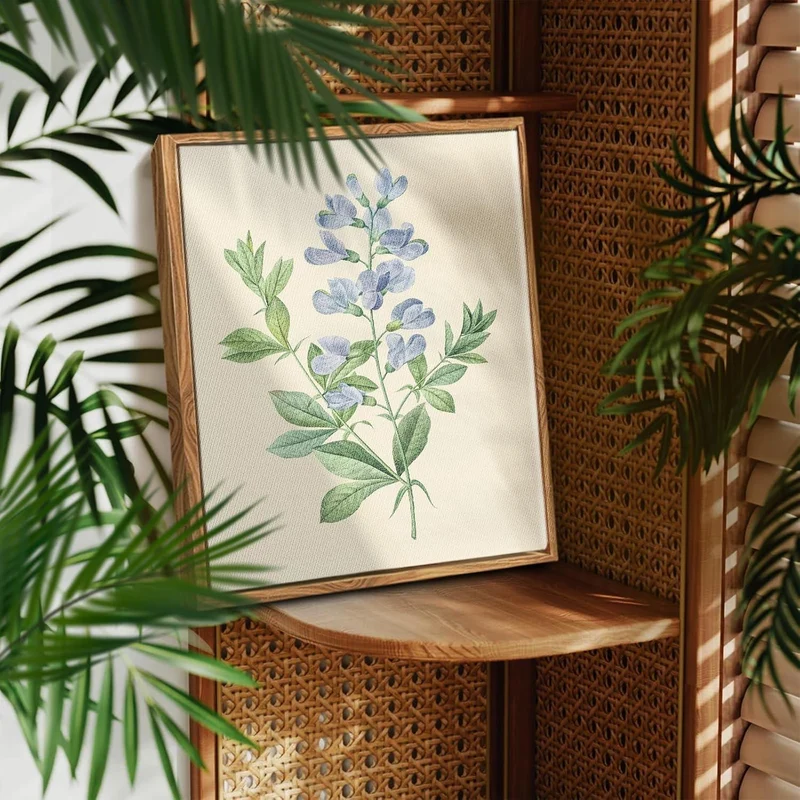 Leinwand Bilder Botanisch Blaue Blume Holzrahmen 30x40cm