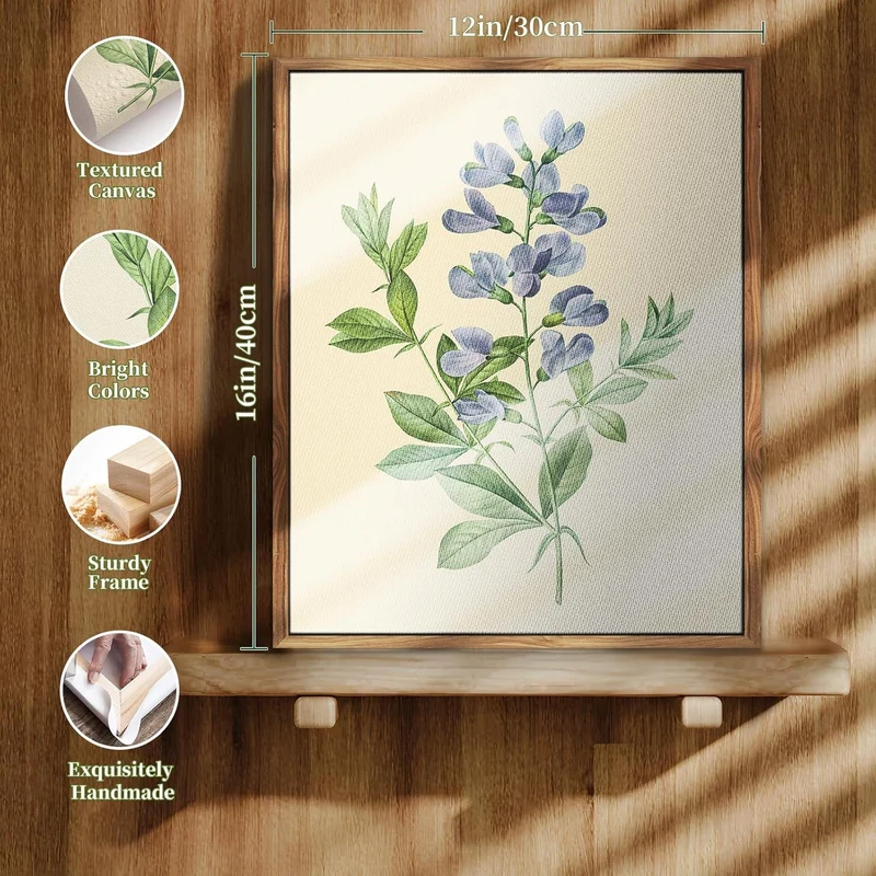 Leinwand Bilder Botanisch Blaue Blume Holzrahmen 30x40cm