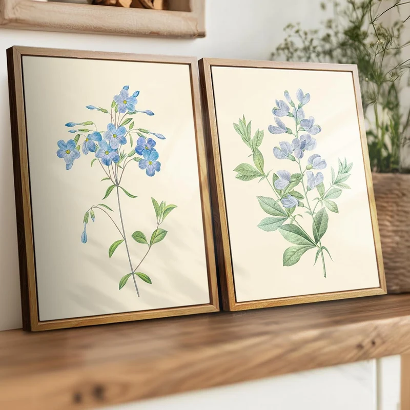 Leinwand Bilder Botanisch Blaue Blume Holzrahmen 30x40cm